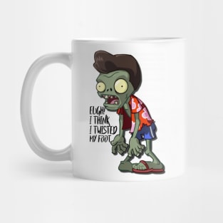 Funny zombie thinks he twisted his foot Mug